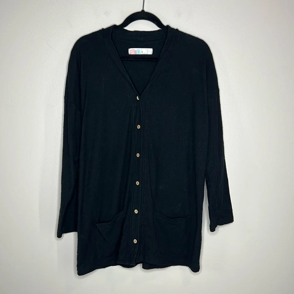 FREE PEOPLE Beach 100% Cotton Cardigan in Black size XS